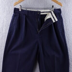 Vintage Polo Ralph Lauren Men's Navy Blue Pleated Chino Pants Size 34x34